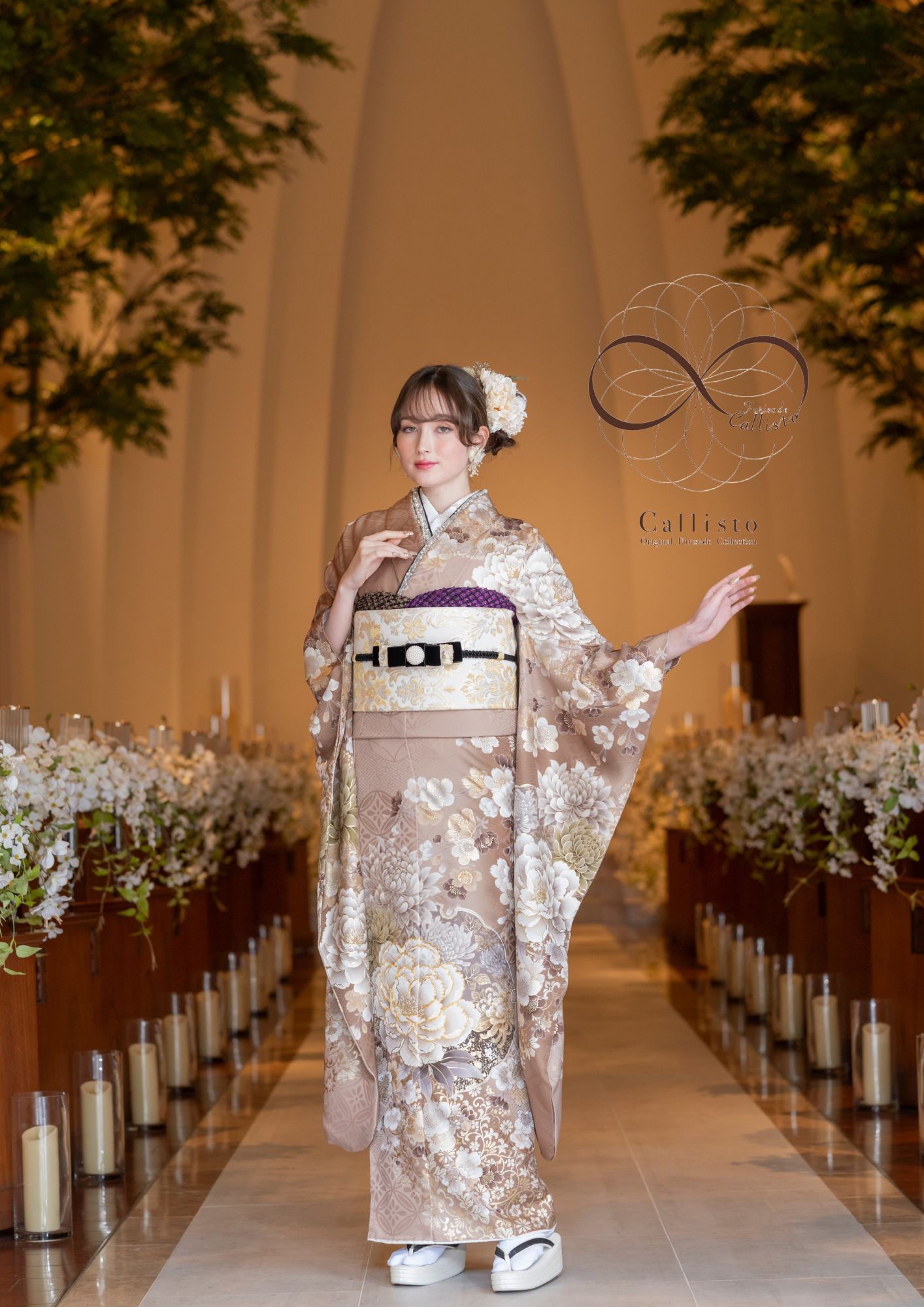 沖縄振袖人気デザイン古典柄とくすみカラー前撮り写真例